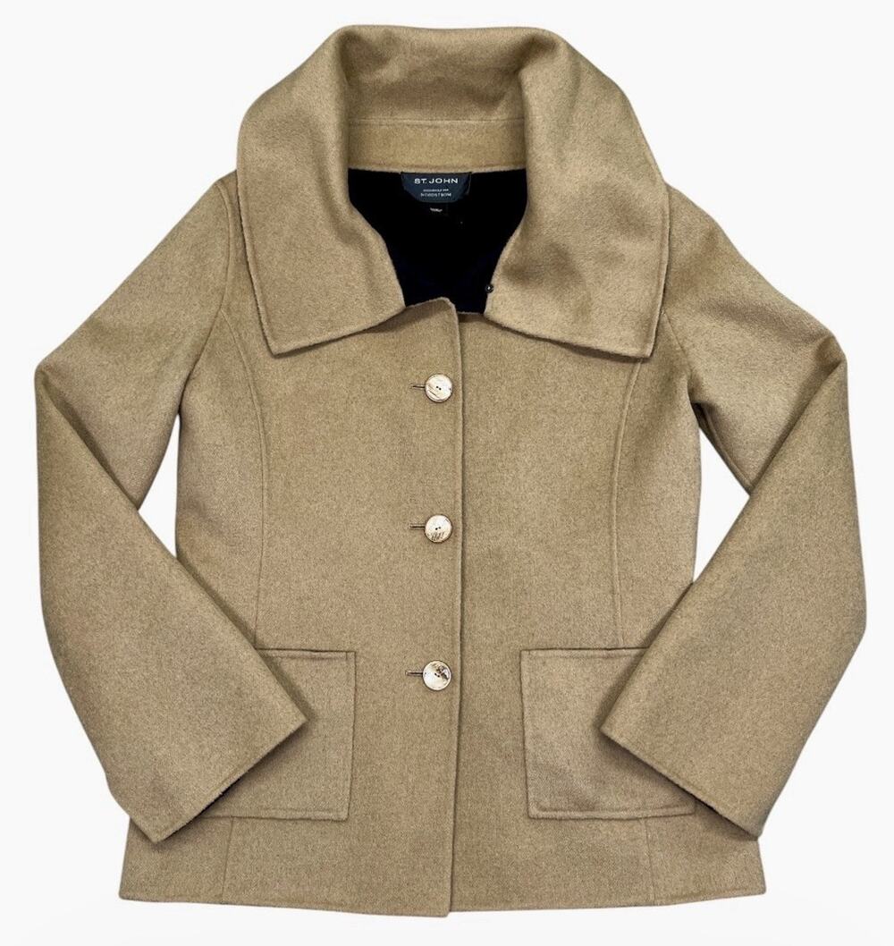 St. John Exclusively for Nordstrom Women’s Camel Wool Angora Cashmere Coat L
